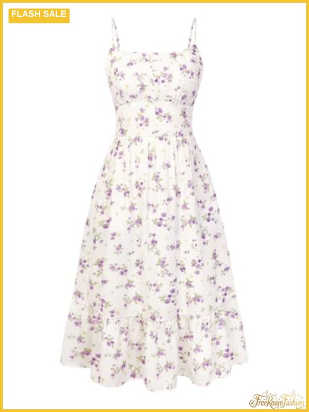 Vintage Floral Midi Tea Party Dress with Pockets